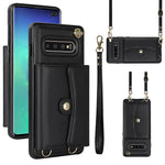 Custodia per telefono in pelle con slot per schede RFID con cordino lungo, For Samsung Galaxy S10, For Samsung Galaxy S10+, For Samsung Galaxy Note10, For Samsung Galaxy Note10+