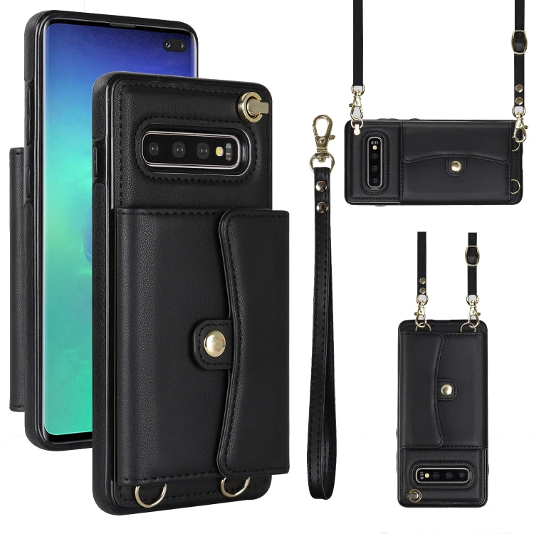 Custodia per telefono in pelle con slot per schede RFID con cordino lungo, For Samsung Galaxy S10, For Samsung Galaxy S10+, For Samsung Galaxy Note10, For Samsung Galaxy Note10+