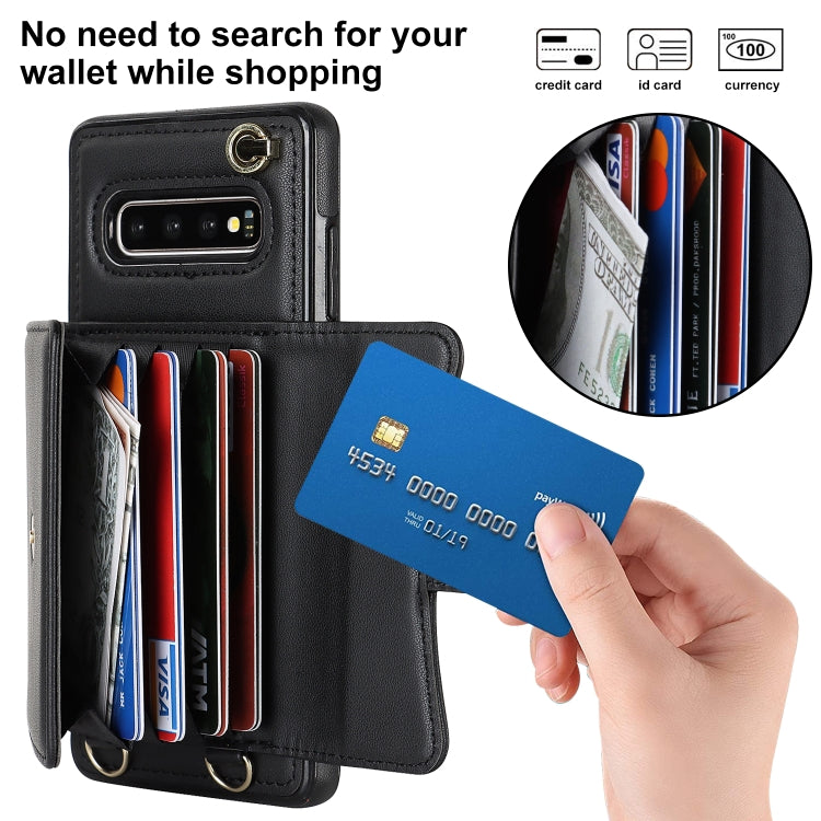 Custodia per telefono in pelle con slot per schede RFID con cordino lungo, For Samsung Galaxy S10, For Samsung Galaxy S10+, For Samsung Galaxy Note10, For Samsung Galaxy Note10+