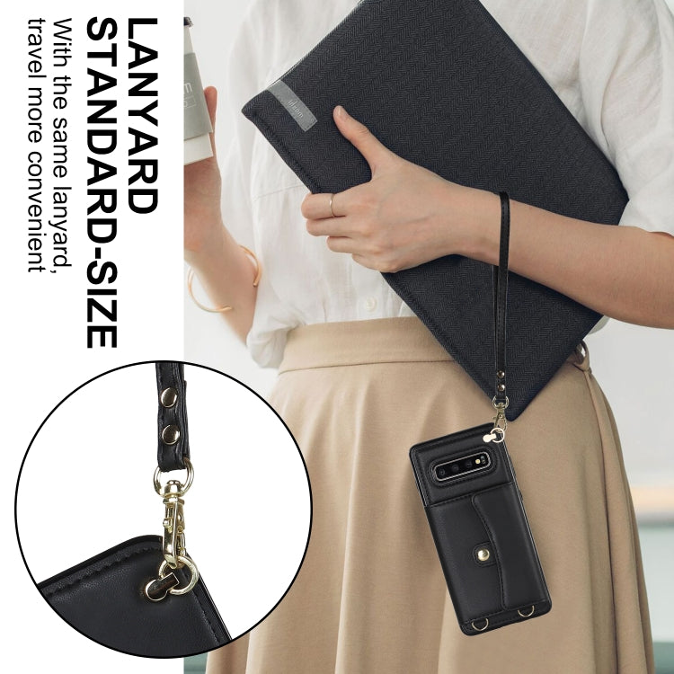 Custodia per telefono in pelle con slot per schede RFID con cordino lungo, For Samsung Galaxy S10, For Samsung Galaxy S10+, For Samsung Galaxy Note10, For Samsung Galaxy Note10+