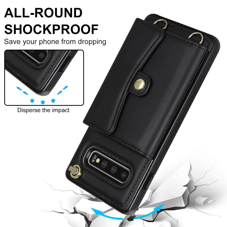 Custodia per telefono in pelle con slot per schede RFID con cordino lungo, For Samsung Galaxy S10, For Samsung Galaxy S10+, For Samsung Galaxy Note10, For Samsung Galaxy Note10+