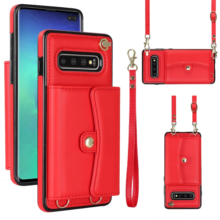 Custodia per telefono in pelle con slot per schede RFID con cordino lungo, For Samsung Galaxy S10, For Samsung Galaxy S10+, For Samsung Galaxy Note10, For Samsung Galaxy Note10+