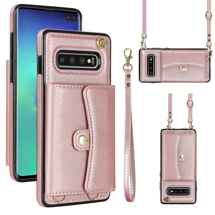 Custodia per telefono in pelle con slot per schede RFID con cordino lungo, For Samsung Galaxy S10, For Samsung Galaxy S10+, For Samsung Galaxy Note10, For Samsung Galaxy Note10+
