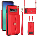 Custodia per telefono in pelle con slot per schede RFID con cordino lungo, For Samsung Galaxy S10, For Samsung Galaxy S10+, For Samsung Galaxy Note10, For Samsung Galaxy Note10+