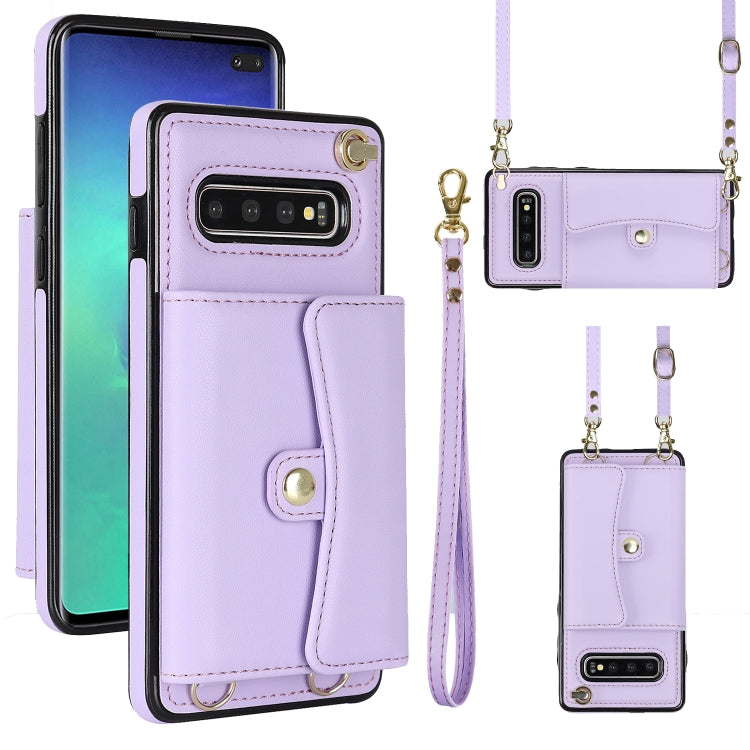 Custodia per telefono in pelle con slot per schede RFID con cordino lungo, For Samsung Galaxy S10, For Samsung Galaxy S10+, For Samsung Galaxy Note10, For Samsung Galaxy Note10+