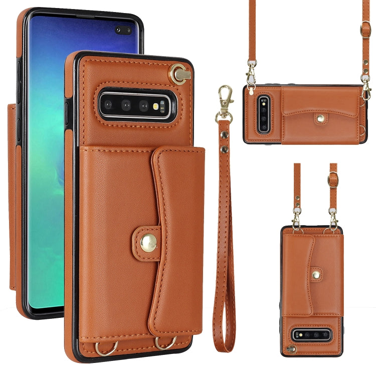 Custodia per telefono in pelle con slot per schede RFID con cordino lungo, For Samsung Galaxy S10, For Samsung Galaxy S10+, For Samsung Galaxy Note10, For Samsung Galaxy Note10+