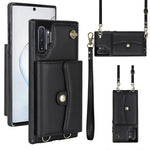 Custodia per telefono in pelle con slot per schede RFID con cordino lungo, For Samsung Galaxy S10, For Samsung Galaxy S10+, For Samsung Galaxy Note10, For Samsung Galaxy Note10+