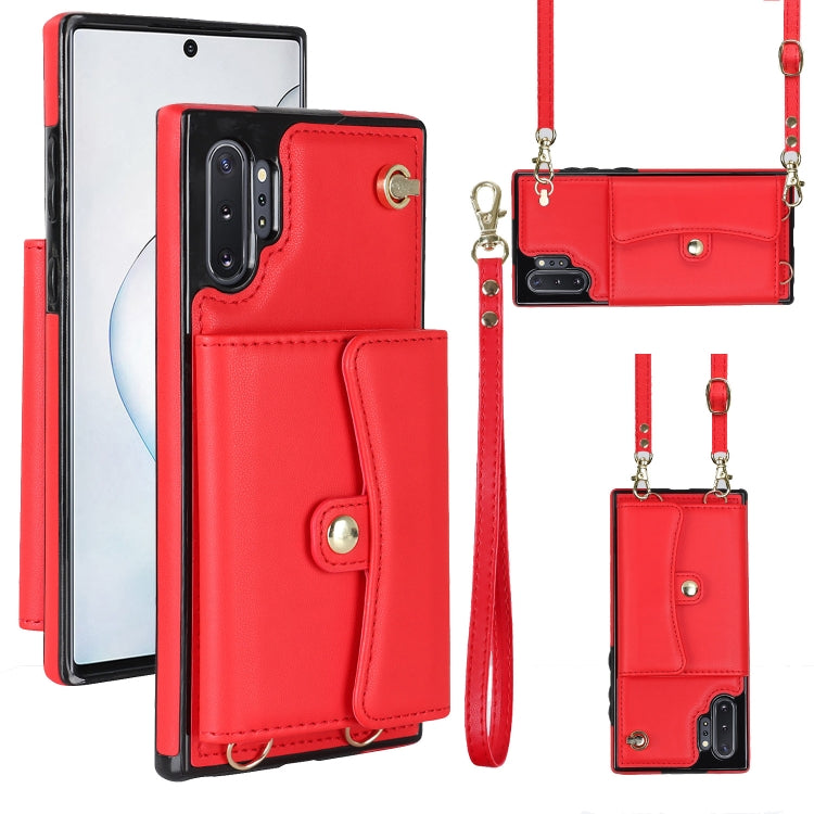 Custodia per telefono in pelle con slot per schede RFID con cordino lungo, For Samsung Galaxy S10, For Samsung Galaxy S10+, For Samsung Galaxy Note10, For Samsung Galaxy Note10+
