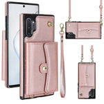 Custodia per telefono in pelle con slot per schede RFID con cordino lungo, For Samsung Galaxy S10, For Samsung Galaxy S10+, For Samsung Galaxy Note10, For Samsung Galaxy Note10+