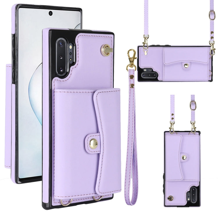 Custodia per telefono in pelle con slot per schede RFID con cordino lungo, For Samsung Galaxy S10, For Samsung Galaxy S10+, For Samsung Galaxy Note10, For Samsung Galaxy Note10+