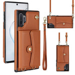 Custodia per telefono in pelle con slot per schede RFID con cordino lungo, For Samsung Galaxy S10, For Samsung Galaxy S10+, For Samsung Galaxy Note10, For Samsung Galaxy Note10+