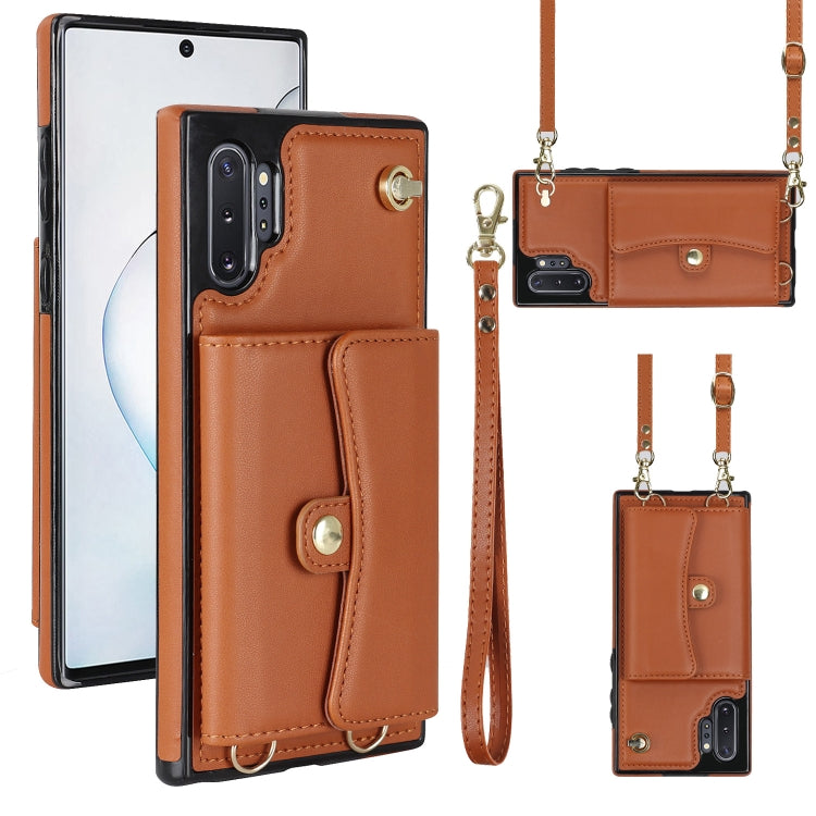 Custodia per telefono in pelle con slot per schede RFID con cordino lungo, For Samsung Galaxy S10, For Samsung Galaxy S10+, For Samsung Galaxy Note10, For Samsung Galaxy Note10+