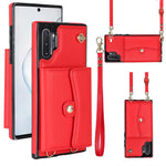Custodia per telefono in pelle con slot per schede RFID con cordino lungo, For Samsung Galaxy S10, For Samsung Galaxy S10+, For Samsung Galaxy Note10, For Samsung Galaxy Note10+