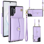 Custodia per telefono in pelle con slot per schede RFID con cordino lungo, For Samsung Galaxy S10, For Samsung Galaxy S10+, For Samsung Galaxy Note10, For Samsung Galaxy Note10+
