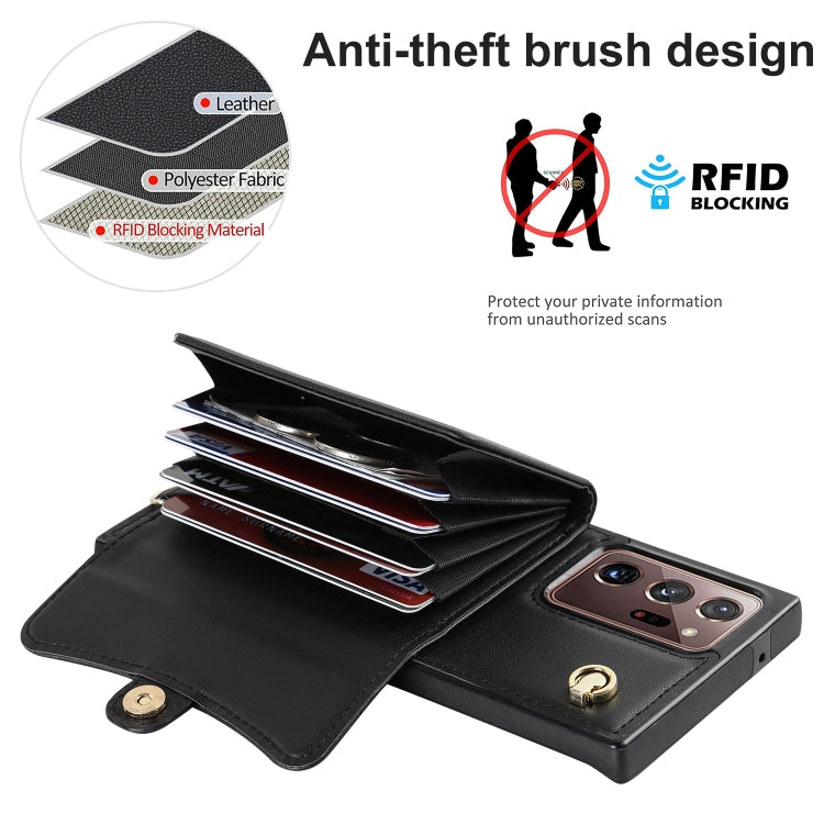 Custodia per telefono in pelle con slot per schede RFID con cordino lungo, For Samsung Galaxy Note20 Ultra, For Samsung Galaxy A12, For Samsung Galaxy A13 4G / 5G, For Samsung Galaxy A20 / A30