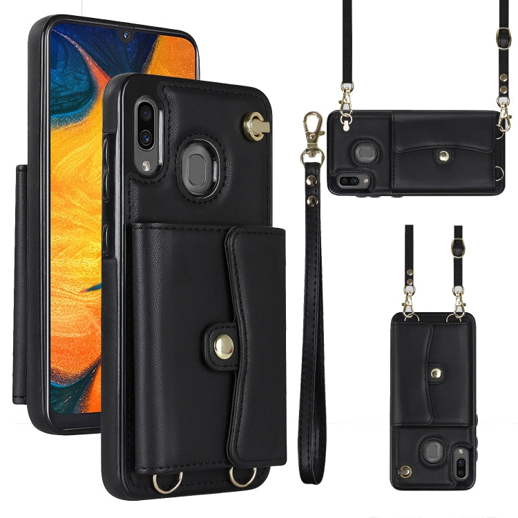 Custodia per telefono in pelle con slot per schede RFID con cordino lungo, For Samsung Galaxy Note20 Ultra, For Samsung Galaxy A12, For Samsung Galaxy A13 4G / 5G, For Samsung Galaxy A20 / A30