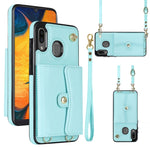 Custodia per telefono in pelle con slot per schede RFID con cordino lungo, For Samsung Galaxy Note20 Ultra, For Samsung Galaxy A12, For Samsung Galaxy A13 4G / 5G, For Samsung Galaxy A20 / A30