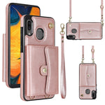 Custodia per telefono in pelle con slot per schede RFID con cordino lungo, For Samsung Galaxy Note20 Ultra, For Samsung Galaxy A12, For Samsung Galaxy A13 4G / 5G, For Samsung Galaxy A20 / A30