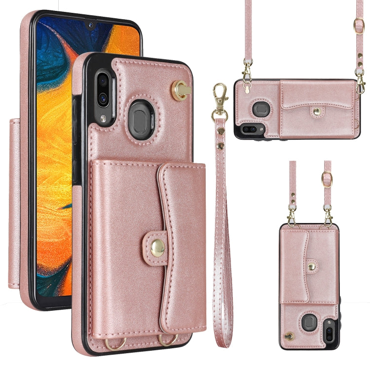 Custodia per telefono in pelle con slot per schede RFID con cordino lungo, For Samsung Galaxy Note20 Ultra, For Samsung Galaxy A12, For Samsung Galaxy A13 4G / 5G, For Samsung Galaxy A20 / A30