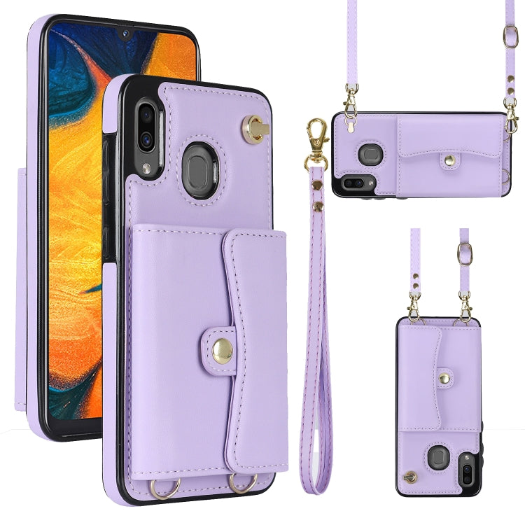 Custodia per telefono in pelle con slot per schede RFID con cordino lungo, For Samsung Galaxy Note20 Ultra, For Samsung Galaxy A12, For Samsung Galaxy A13 4G / 5G, For Samsung Galaxy A20 / A30