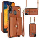 Custodia per telefono in pelle con slot per schede RFID con cordino lungo, For Samsung Galaxy Note20 Ultra, For Samsung Galaxy A12, For Samsung Galaxy A13 4G / 5G, For Samsung Galaxy A20 / A30