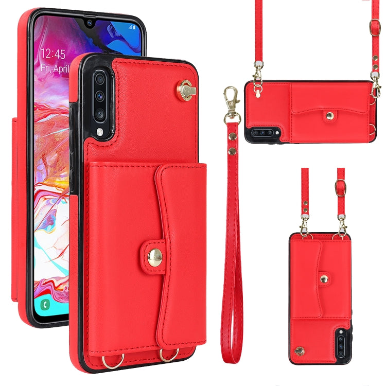 Custodia per telefono in pelle con slot per schede RFID con cordino lungo, For Samsung Galaxy A50, For Samsung Galaxy A51 4G, For Samsung Galaxy A51 5G, For Samsung Galaxy A52 5G