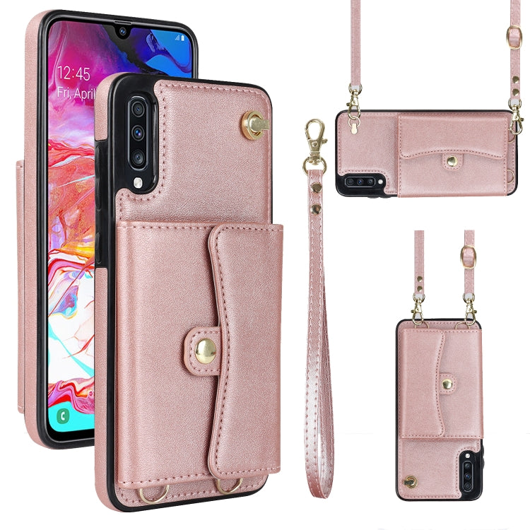 Custodia per telefono in pelle con slot per schede RFID con cordino lungo, For Samsung Galaxy A50, For Samsung Galaxy A51 4G, For Samsung Galaxy A51 5G, For Samsung Galaxy A52 5G