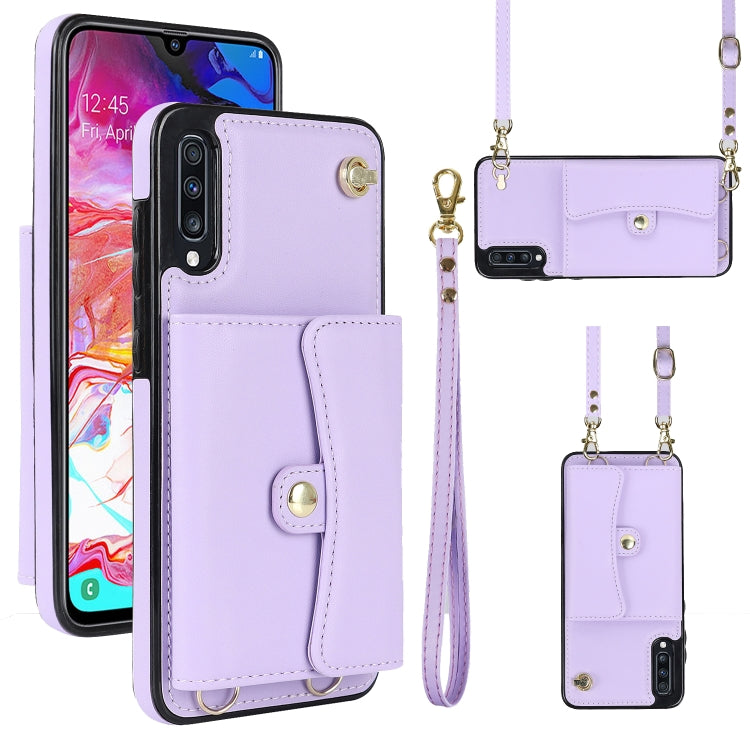 Custodia per telefono in pelle con slot per schede RFID con cordino lungo, For Samsung Galaxy A50, For Samsung Galaxy A51 4G, For Samsung Galaxy A51 5G, For Samsung Galaxy A52 5G