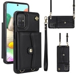 Custodia per telefono in pelle con slot per schede RFID con cordino lungo, For Samsung Galaxy A50, For Samsung Galaxy A51 4G, For Samsung Galaxy A51 5G, For Samsung Galaxy A52 5G