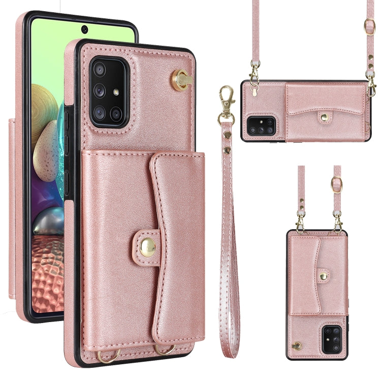 Custodia per telefono in pelle con slot per schede RFID con cordino lungo, For Samsung Galaxy A50, For Samsung Galaxy A51 4G, For Samsung Galaxy A51 5G, For Samsung Galaxy A52 5G