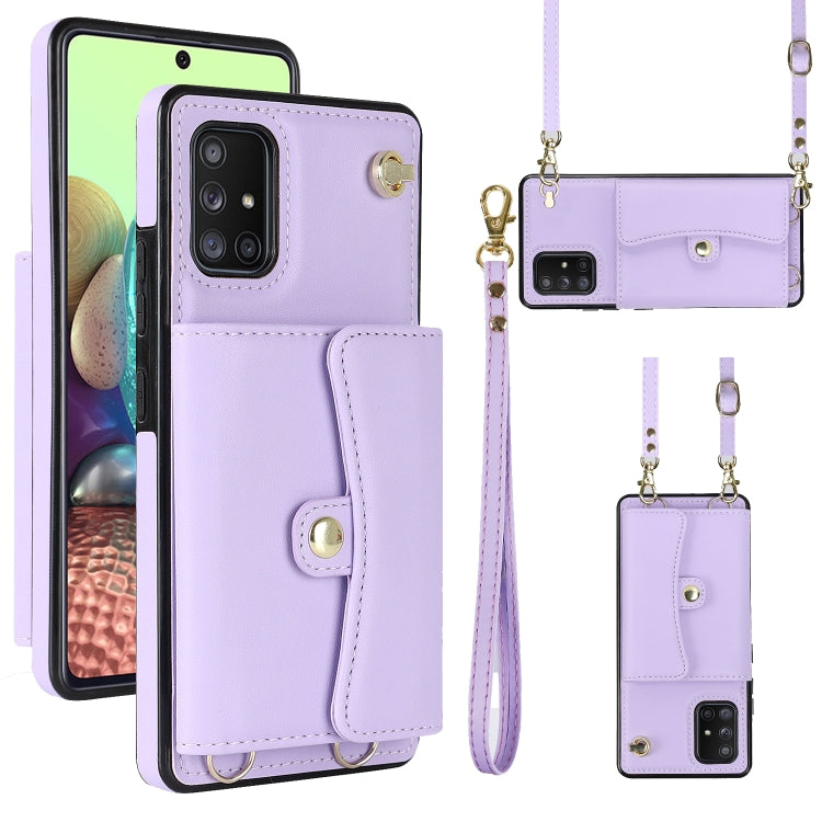Custodia per telefono in pelle con slot per schede RFID con cordino lungo, For Samsung Galaxy A50, For Samsung Galaxy A51 4G, For Samsung Galaxy A51 5G, For Samsung Galaxy A52 5G