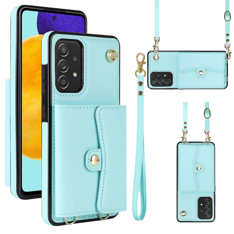 Custodia per telefono in pelle con slot per schede RFID con cordino lungo, For Samsung Galaxy A50, For Samsung Galaxy A51 4G, For Samsung Galaxy A51 5G, For Samsung Galaxy A52 5G