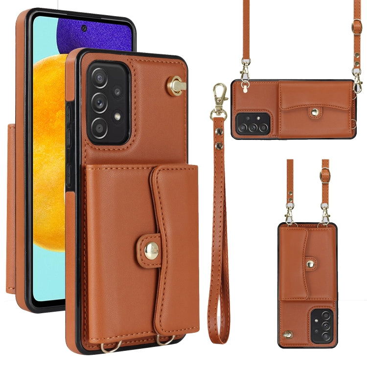 Custodia per telefono in pelle con slot per schede RFID con cordino lungo, For Samsung Galaxy A50, For Samsung Galaxy A51 4G, For Samsung Galaxy A51 5G, For Samsung Galaxy A52 5G