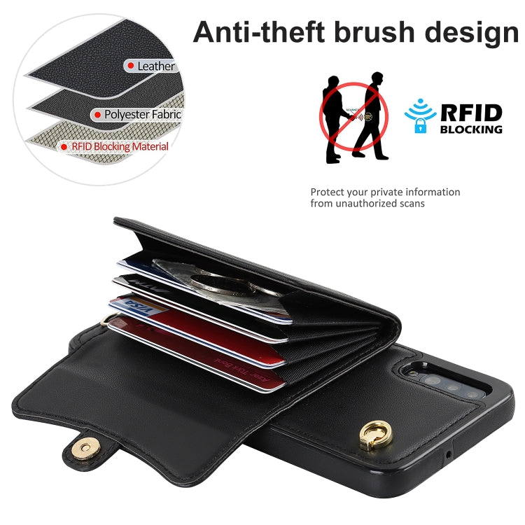 Custodia per telefono in pelle con slot per schede RFID con cordino lungo, For Samsung Galaxy A70, For Samsung Galaxy A71 4G, For Samsung Galaxy A71 5G, For Samsung Galaxy A73 5G