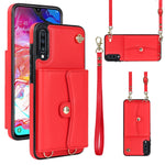 Custodia per telefono in pelle con slot per schede RFID con cordino lungo, For Samsung Galaxy A70, For Samsung Galaxy A71 4G, For Samsung Galaxy A71 5G, For Samsung Galaxy A73 5G