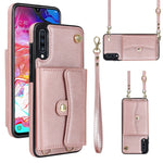 Custodia per telefono in pelle con slot per schede RFID con cordino lungo, For Samsung Galaxy A70, For Samsung Galaxy A71 4G, For Samsung Galaxy A71 5G, For Samsung Galaxy A73 5G
