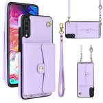 Custodia per telefono in pelle con slot per schede RFID con cordino lungo, For Samsung Galaxy A70, For Samsung Galaxy A71 4G, For Samsung Galaxy A71 5G, For Samsung Galaxy A73 5G