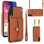 Custodia per telefono in pelle con slot per schede RFID con cordino lungo, For Samsung Galaxy A70, For Samsung Galaxy A71 4G, For Samsung Galaxy A71 5G, For Samsung Galaxy A73 5G