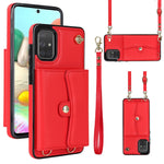 Custodia per telefono in pelle con slot per schede RFID con cordino lungo, For Samsung Galaxy A70, For Samsung Galaxy A71 4G, For Samsung Galaxy A71 5G, For Samsung Galaxy A73 5G