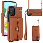 Custodia per telefono in pelle con slot per schede RFID con cordino lungo, For Samsung Galaxy A70, For Samsung Galaxy A71 4G, For Samsung Galaxy A71 5G, For Samsung Galaxy A73 5G