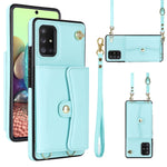 Custodia per telefono in pelle con slot per schede RFID con cordino lungo, For Samsung Galaxy A70, For Samsung Galaxy A71 4G, For Samsung Galaxy A71 5G, For Samsung Galaxy A73 5G