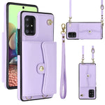 Custodia per telefono in pelle con slot per schede RFID con cordino lungo, For Samsung Galaxy A70, For Samsung Galaxy A71 4G, For Samsung Galaxy A71 5G, For Samsung Galaxy A73 5G