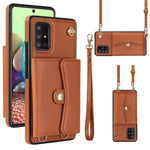 Custodia per telefono in pelle con slot per schede RFID con cordino lungo, For Samsung Galaxy A70, For Samsung Galaxy A71 4G, For Samsung Galaxy A71 5G, For Samsung Galaxy A73 5G