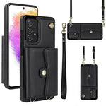 Custodia per telefono in pelle con slot per schede RFID con cordino lungo, For Samsung Galaxy A70, For Samsung Galaxy A71 4G, For Samsung Galaxy A71 5G, For Samsung Galaxy A73 5G