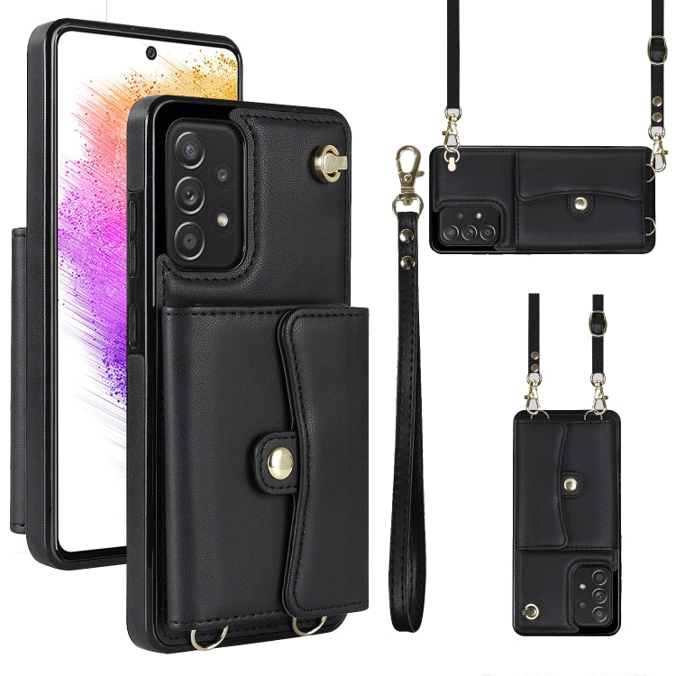 Custodia per telefono in pelle con slot per schede RFID con cordino lungo, For Samsung Galaxy A70, For Samsung Galaxy A71 4G, For Samsung Galaxy A71 5G, For Samsung Galaxy A73 5G