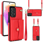 Custodia per telefono in pelle con slot per schede RFID con cordino lungo, For Samsung Galaxy A70, For Samsung Galaxy A71 4G, For Samsung Galaxy A71 5G, For Samsung Galaxy A73 5G
