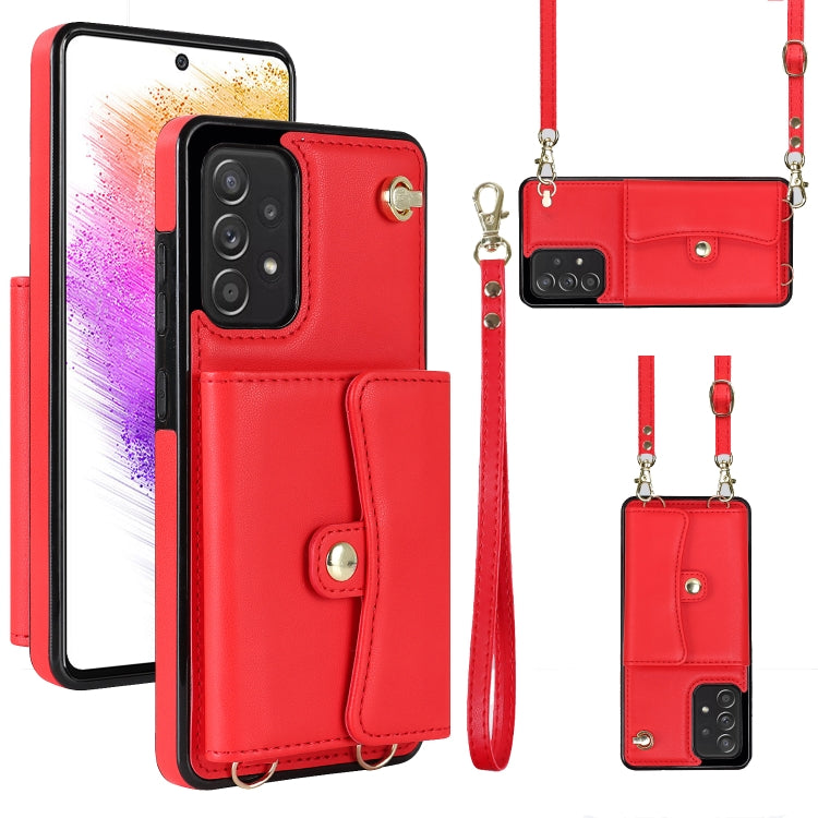 Custodia per telefono in pelle con slot per schede RFID con cordino lungo, For Samsung Galaxy A70, For Samsung Galaxy A71 4G, For Samsung Galaxy A71 5G, For Samsung Galaxy A73 5G