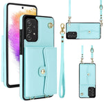 Custodia per telefono in pelle con slot per schede RFID con cordino lungo, For Samsung Galaxy A70, For Samsung Galaxy A71 4G, For Samsung Galaxy A71 5G, For Samsung Galaxy A73 5G