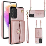 Custodia per telefono in pelle con slot per schede RFID con cordino lungo, For Samsung Galaxy A70, For Samsung Galaxy A71 4G, For Samsung Galaxy A71 5G, For Samsung Galaxy A73 5G