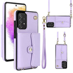 Custodia per telefono in pelle con slot per schede RFID con cordino lungo, For Samsung Galaxy A70, For Samsung Galaxy A71 4G, For Samsung Galaxy A71 5G, For Samsung Galaxy A73 5G